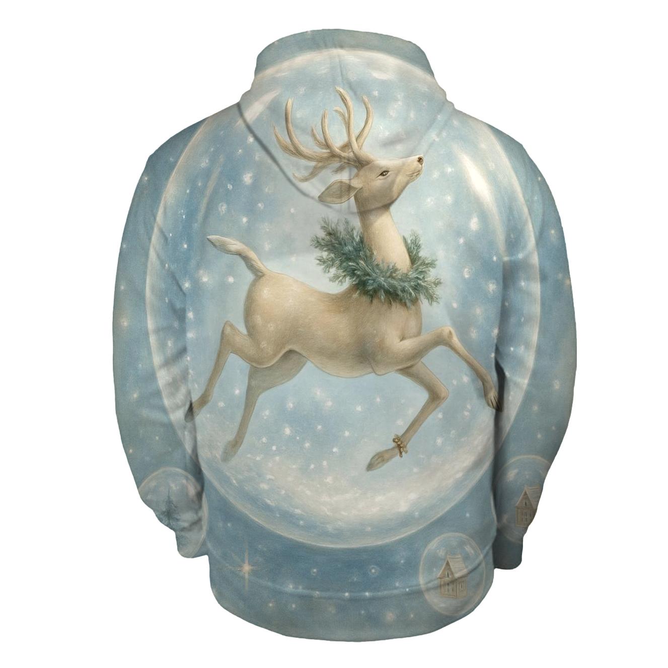 Starlit Snowglobe Reindeer Ballet printed hoodies