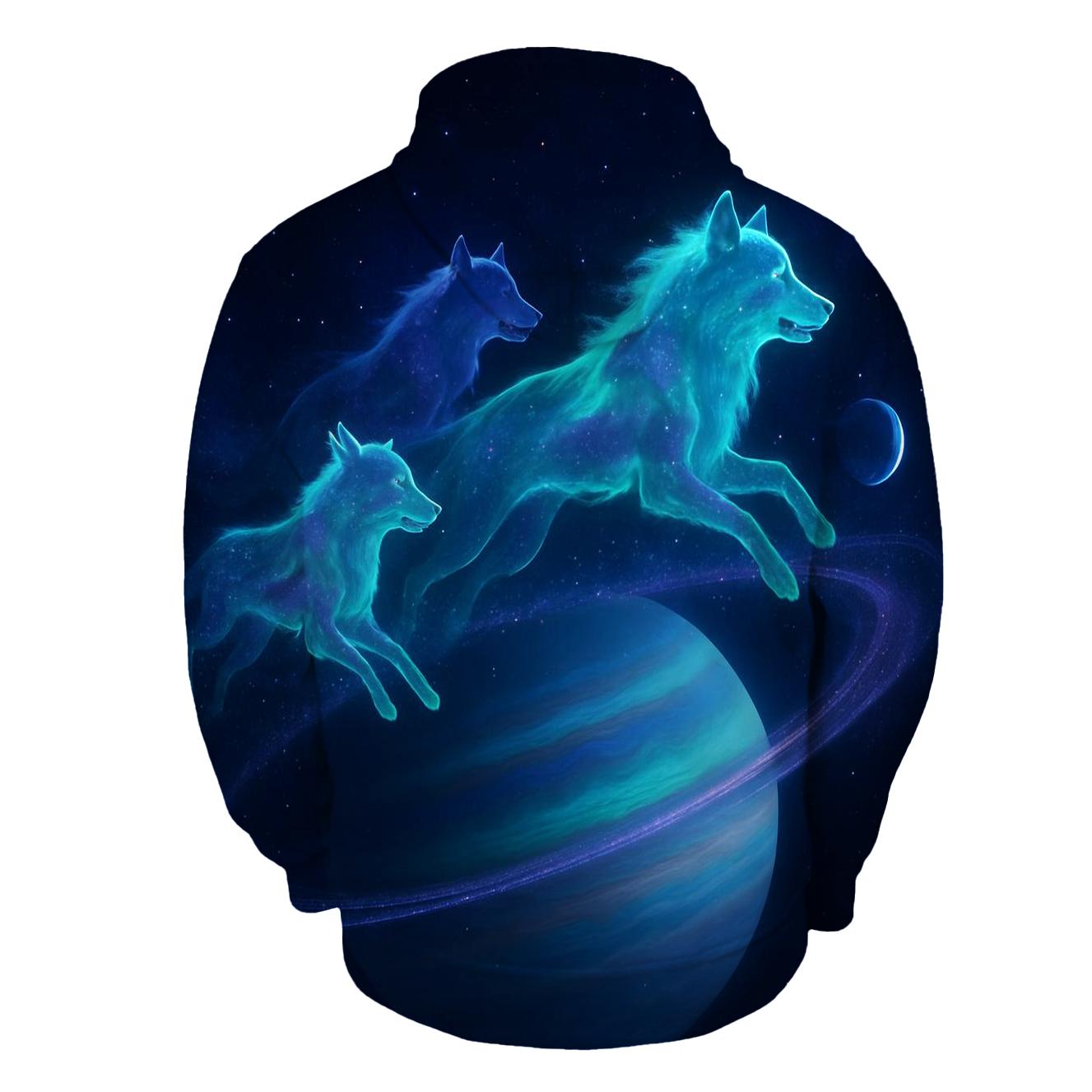Orbiting Wolves Of The Aurora Ring custom hoodies