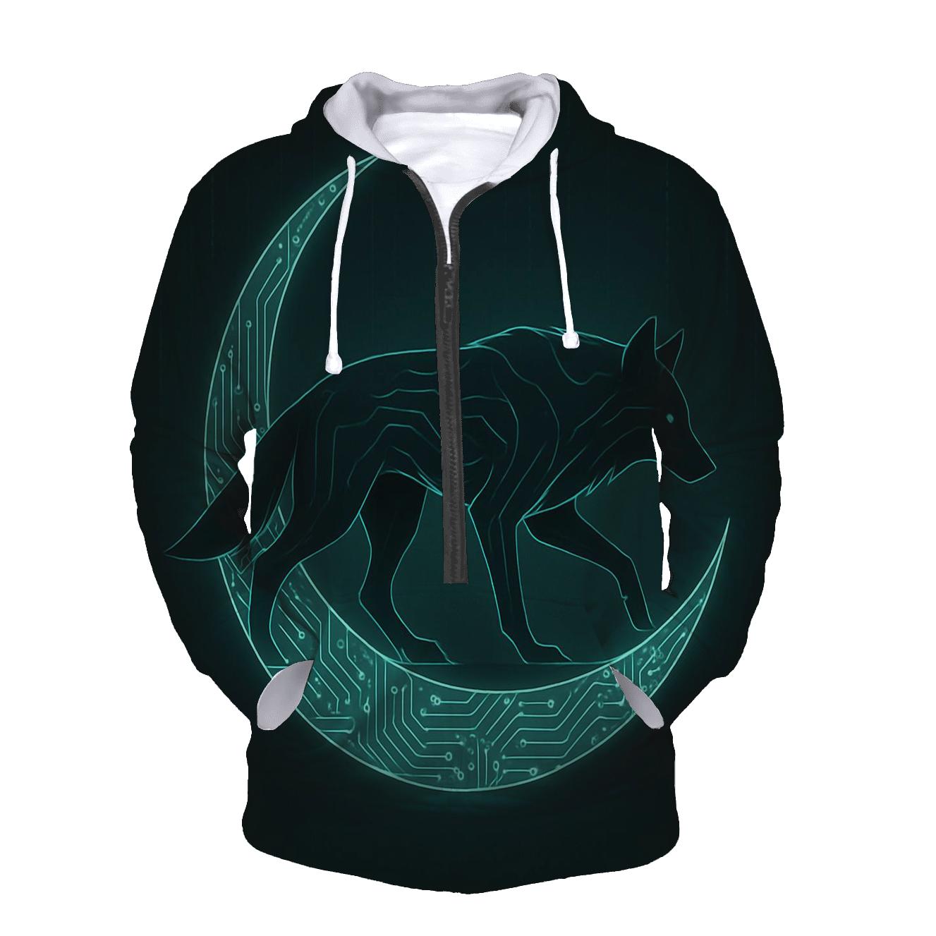 Shadow Circuit Lunar Wolf graphic hoodies