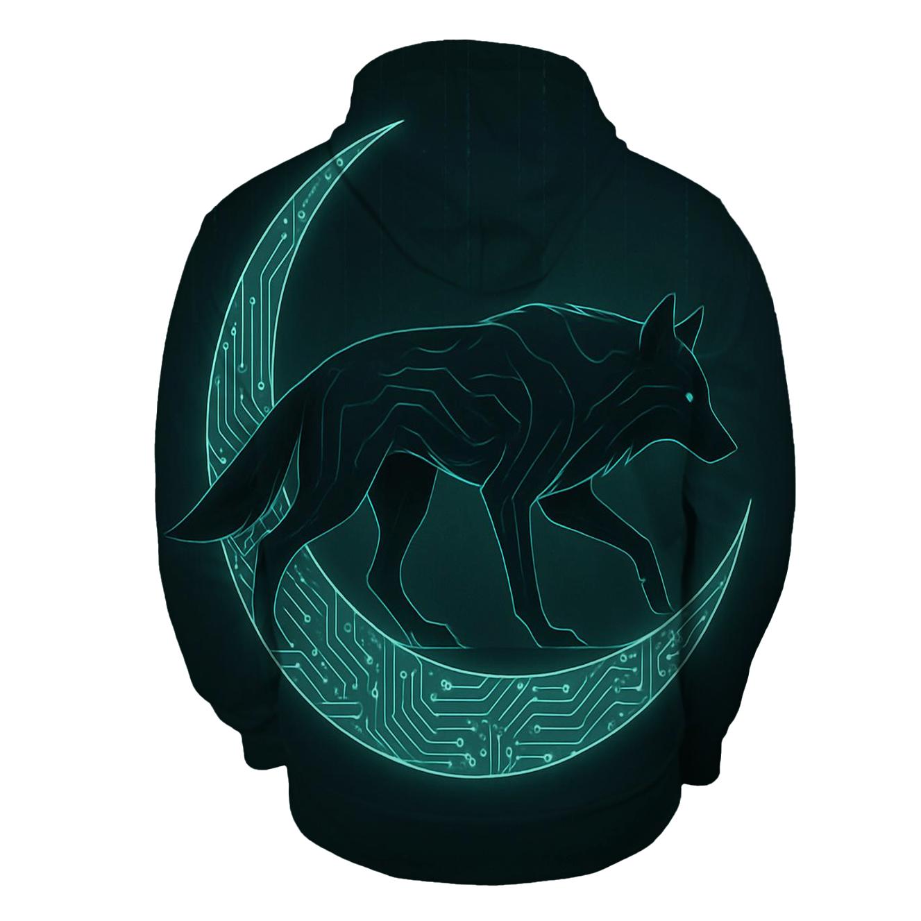 Shadow Circuit Lunar Wolf graphic hoodies