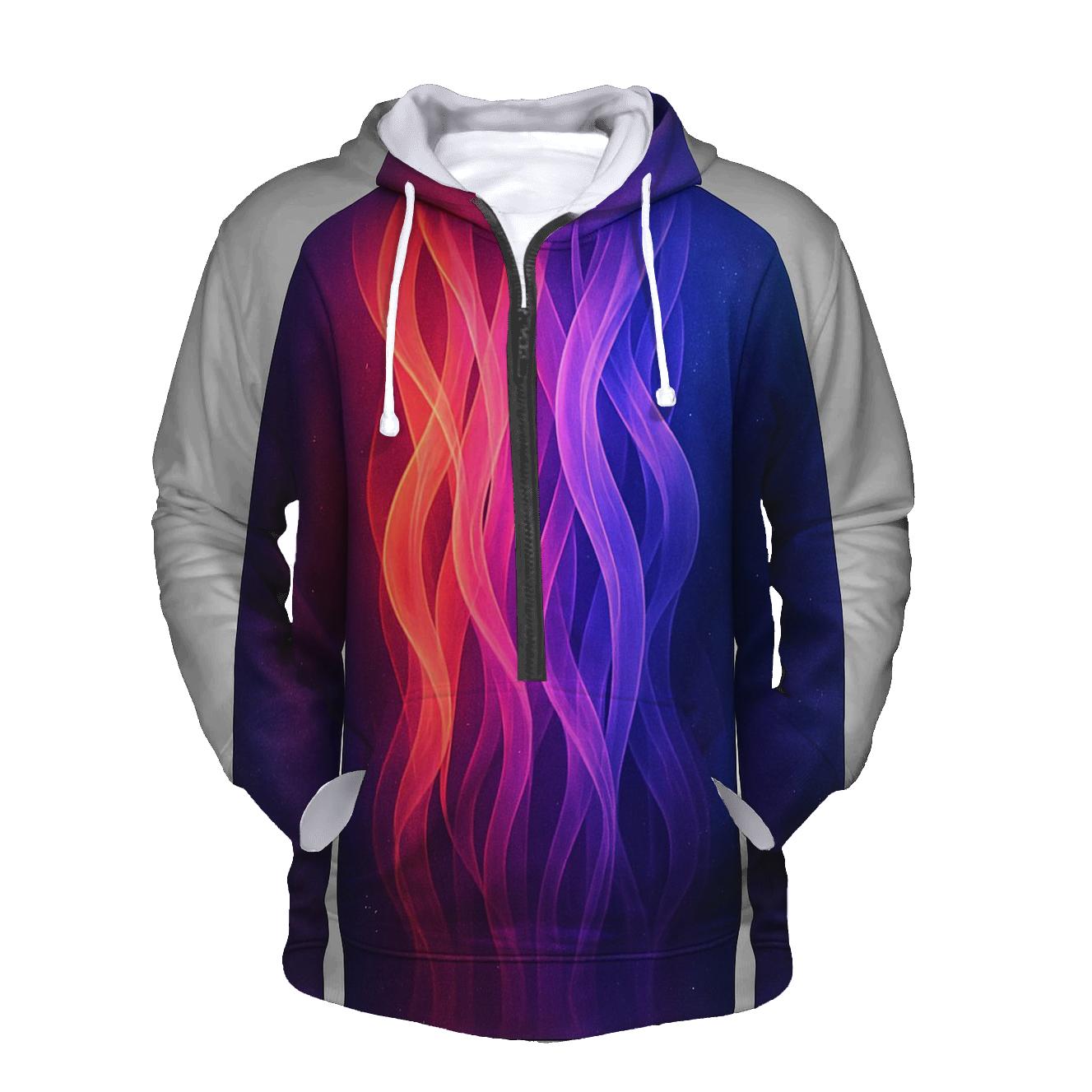 Cascade Of Fractal Ribbons Gradient embroidered hoodies