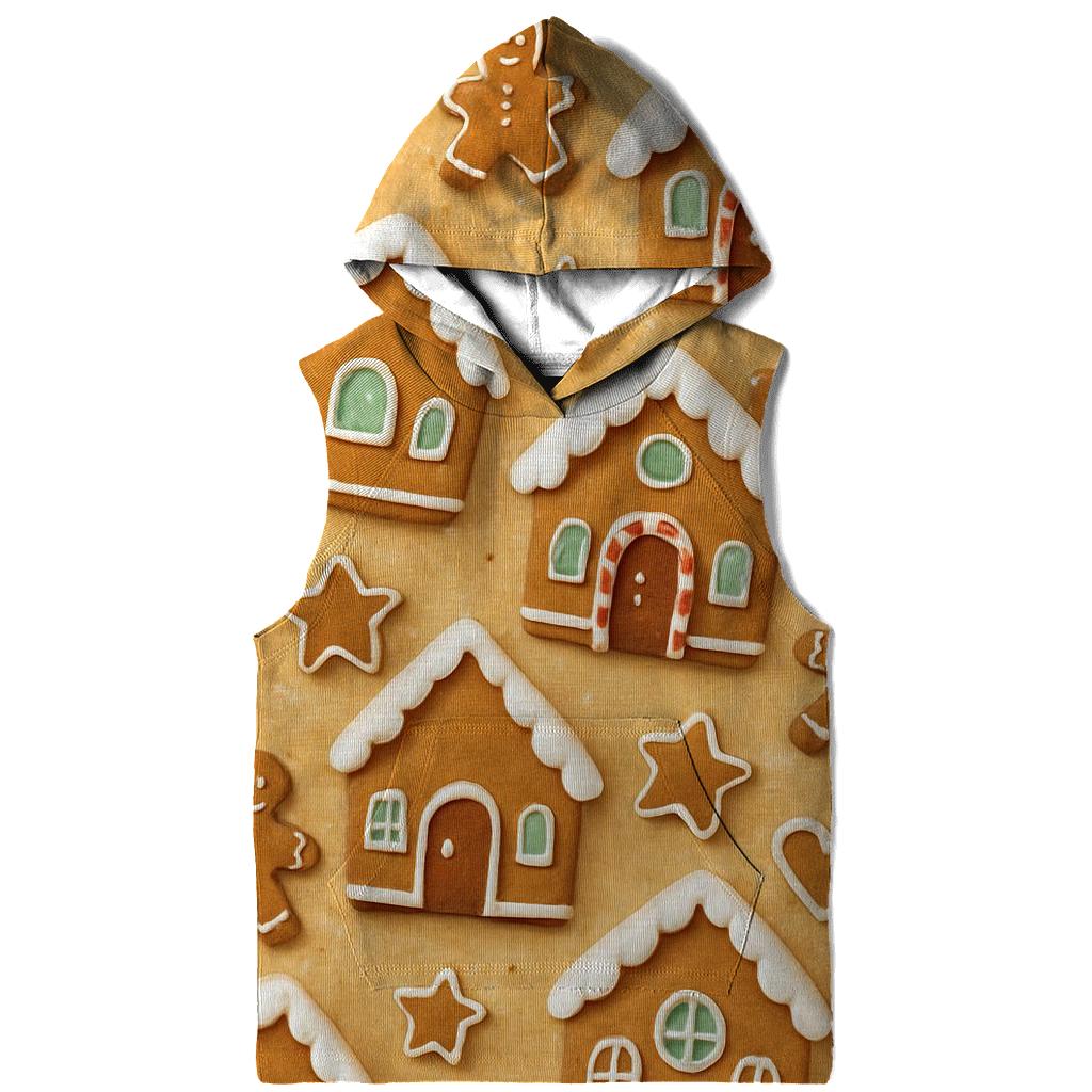 Gingerbread Village Scatter On Icing Beige embroidered hoodies
