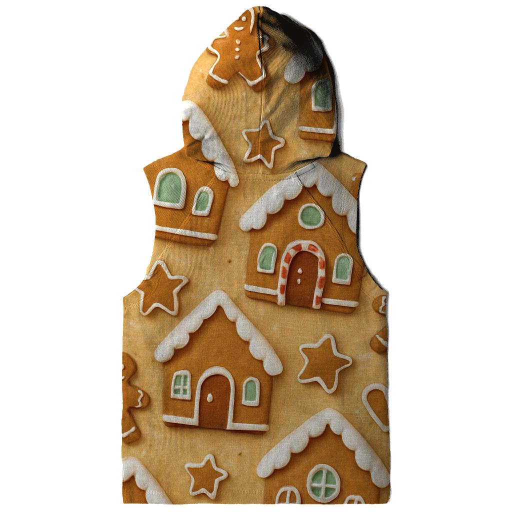 Gingerbread Village Scatter On Icing Beige embroidered hoodies