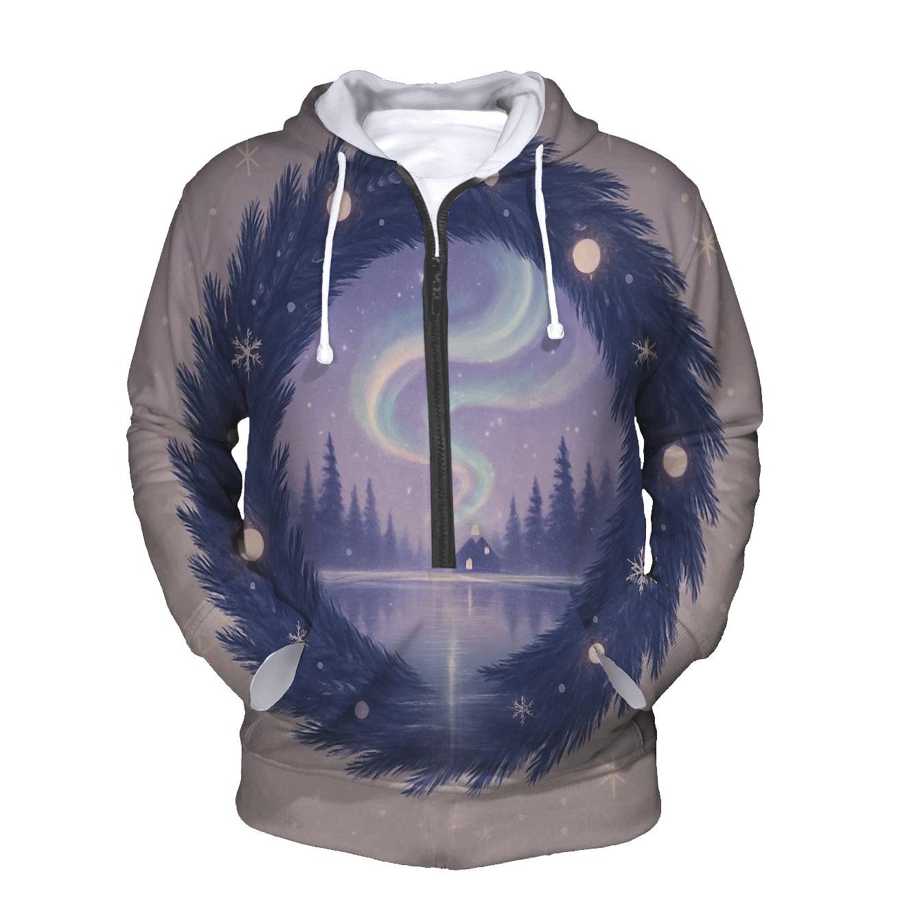 Aurora Wreath Over Frozen Lake hoodies fashion
