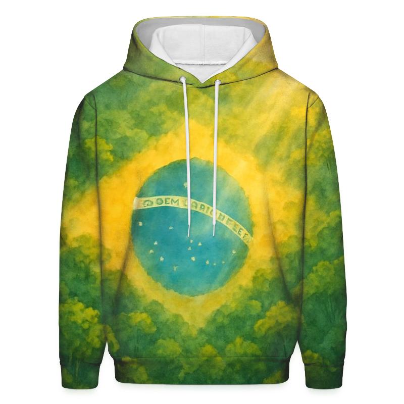 Brazilian Flag Rainforest Watercolor Reverie premium hoodies
