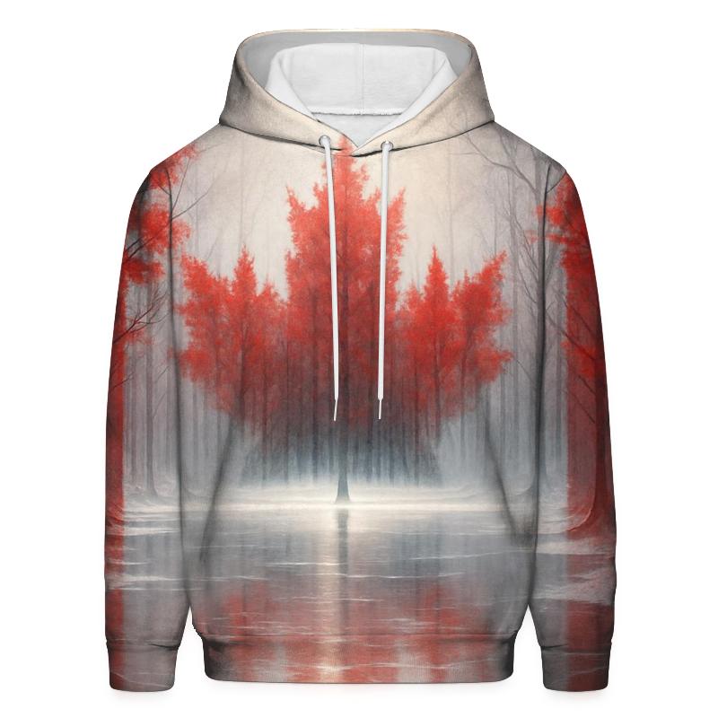 Canadian Flag Frozen Forest Double Exposure hoodie designs