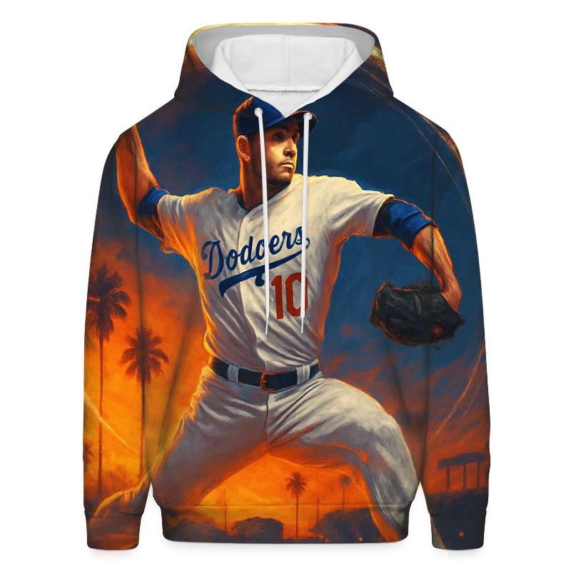 Sunset Halo Dodgers Pitcher Arc printed hoodies