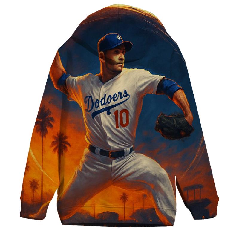 Sunset Halo Dodgers Pitcher Arc printed hoodies