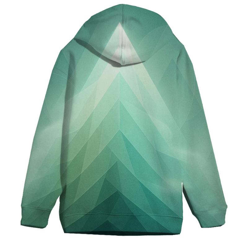 Gradient Veil Mountain Temple graphic hoodies