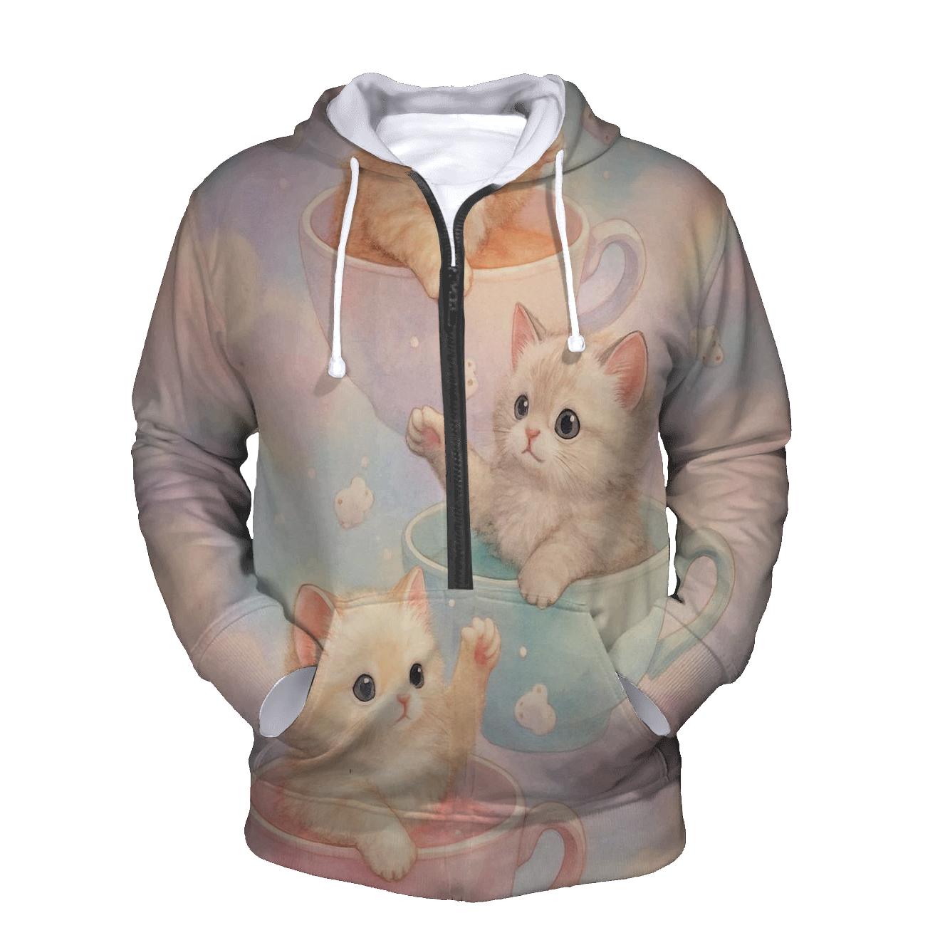 Pastel Dream Tea Party Kittens printed hoodies
