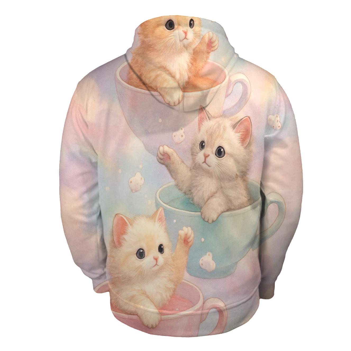 Pastel Dream Tea Party Kittens printed hoodies