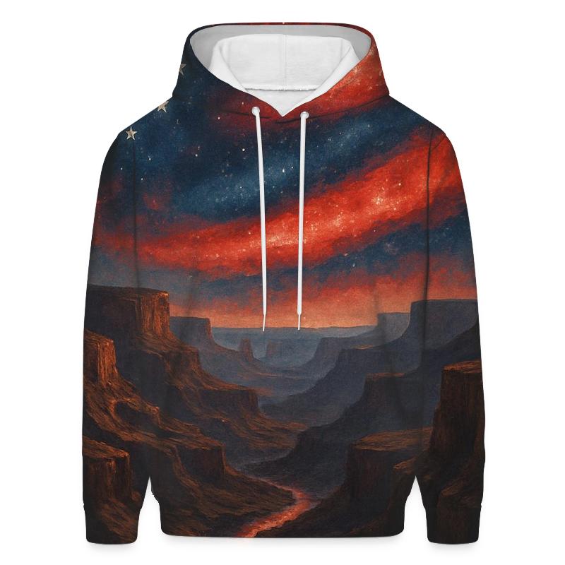 Cosmic Stripes Over Canyon hoodies fashion