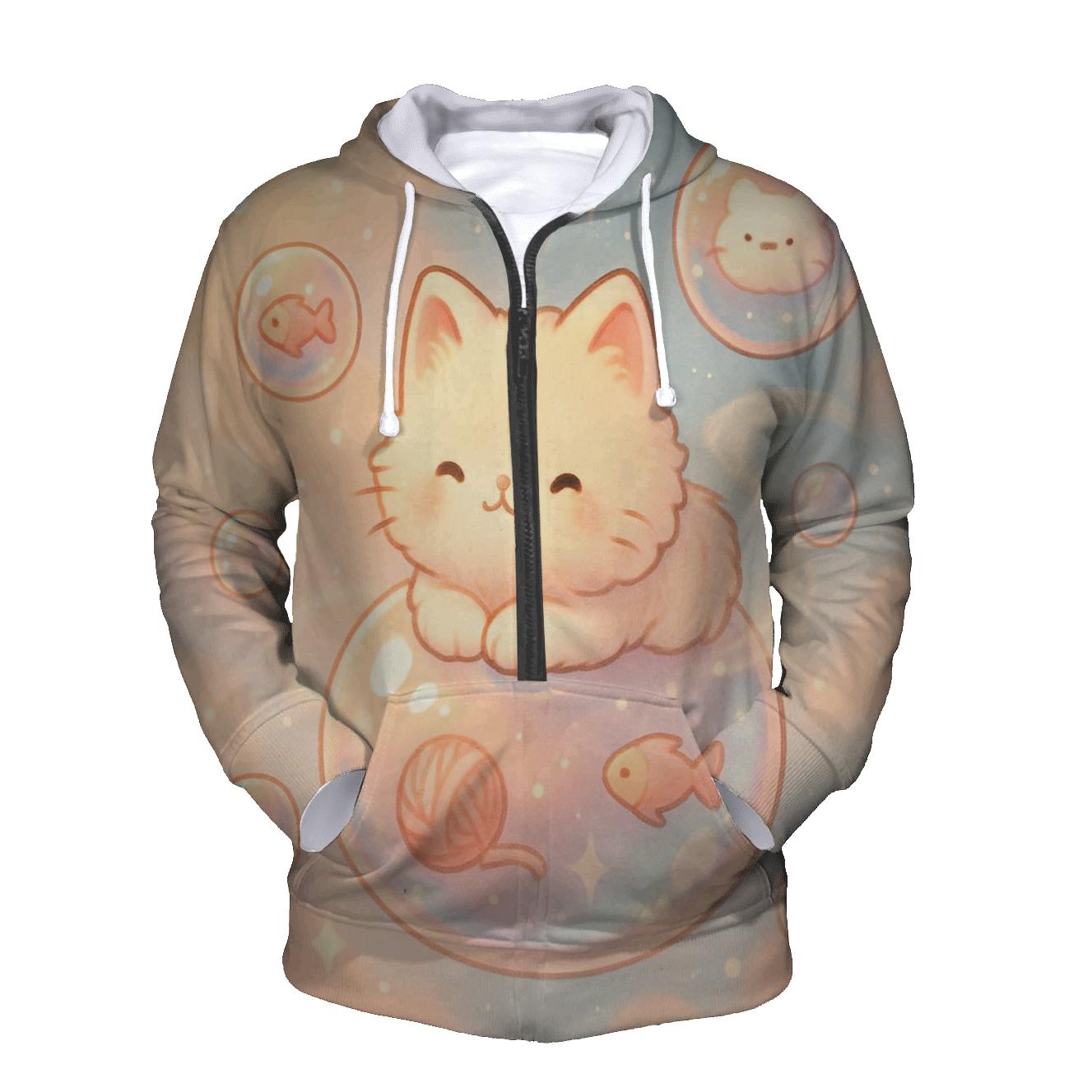 Bubble Bath Dream Kitten zip-up hoodies