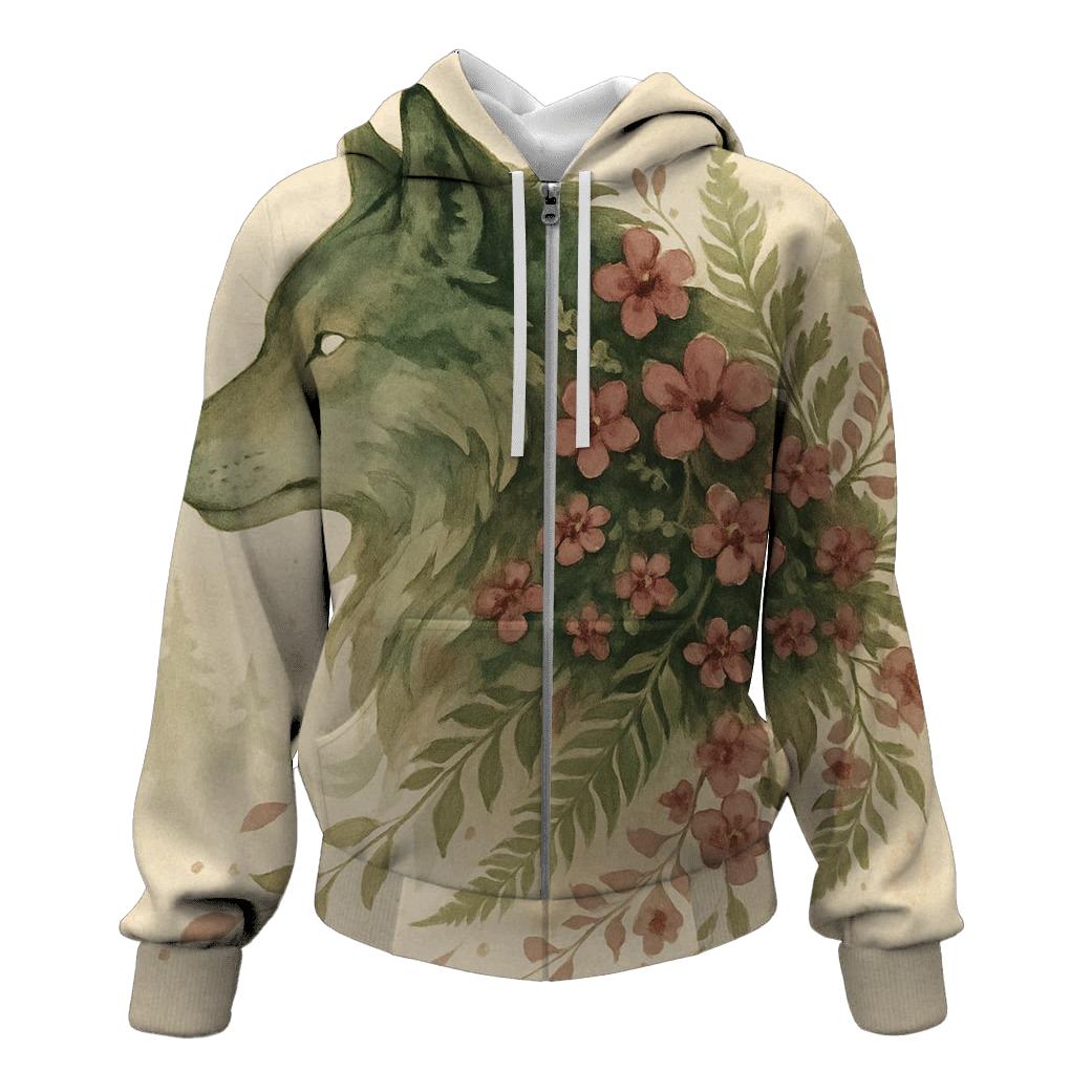 Forest Spirit Wolf Bloom lightweight hoodies