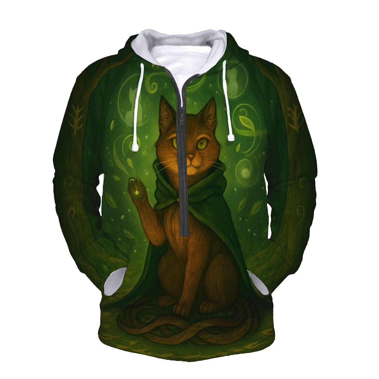 Forest Druid Cat Circle printed hoodies