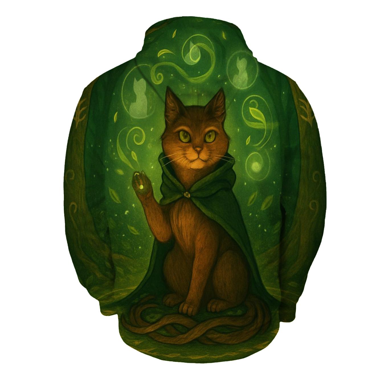 Forest Druid Cat Circle printed hoodies