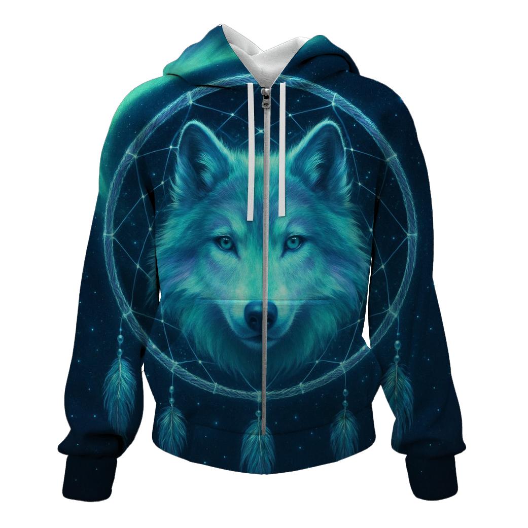 Aurora Dreamcatcher Wolf heavyweight hoodies
