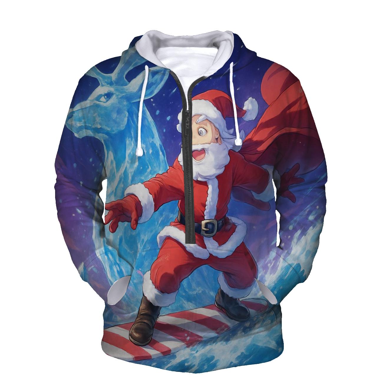 Polar Wave Santa Surfer pullover hoodies