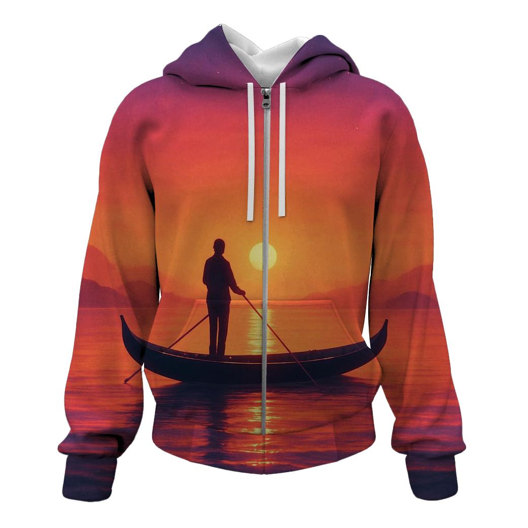 Celestial Ferry At Ember Dusk graphic hoodies