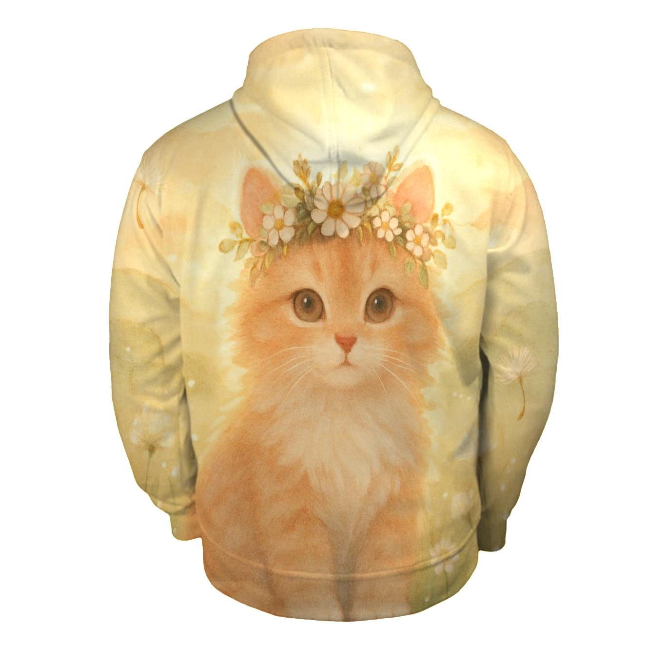 Sunrise Meadow Flower Crown Cat heavyweight hoodies