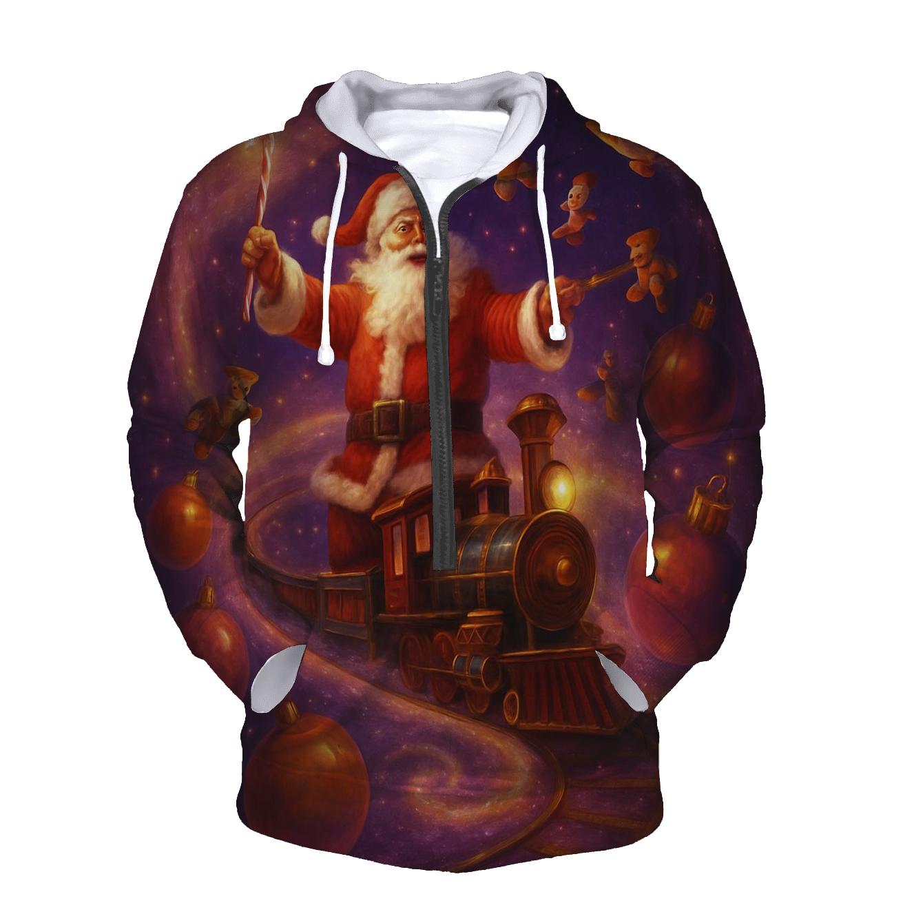 Galactic Toy Conductor Santa graphic hoodies