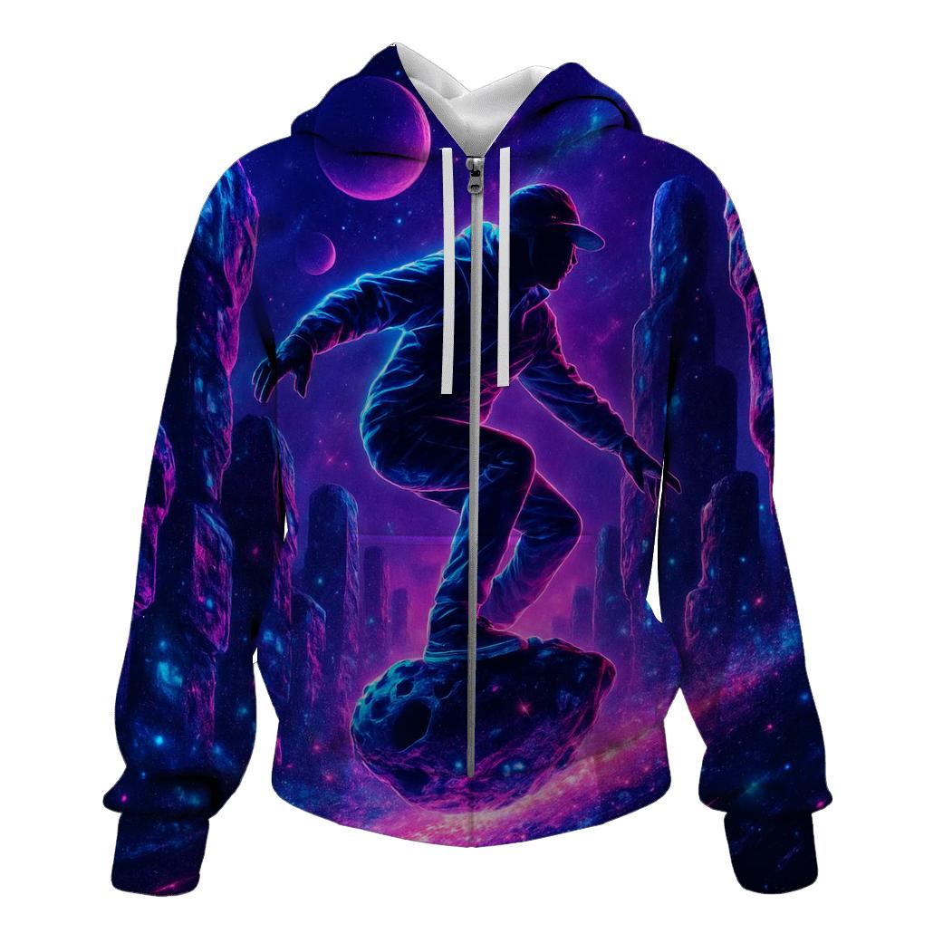 Neon Meteor Skater In The Star City graphic hoodies
