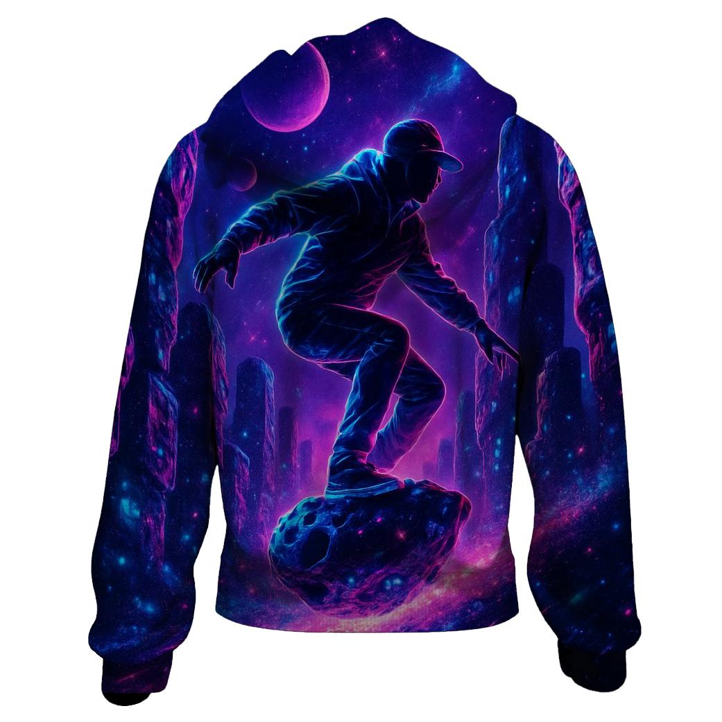 Neon Meteor Skater In The Star City graphic hoodies