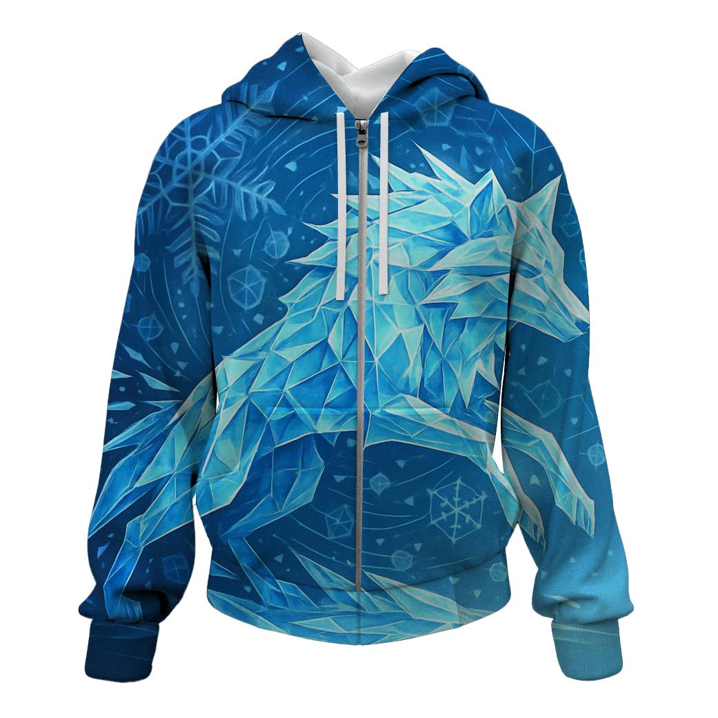Crystal Shard Winter Wolf graphic hoodies