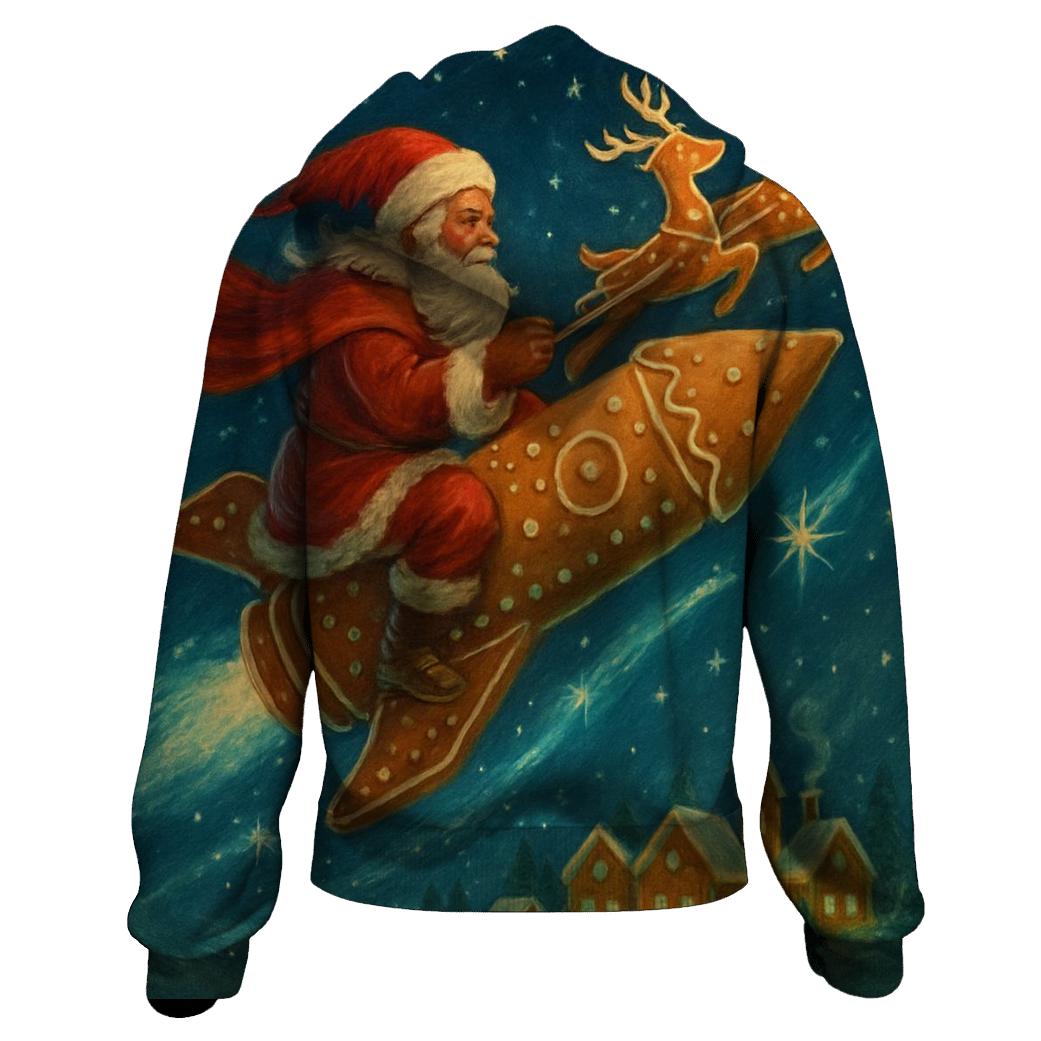 Gingerbread Galaxy Sleigh Ride zip-up hoodies