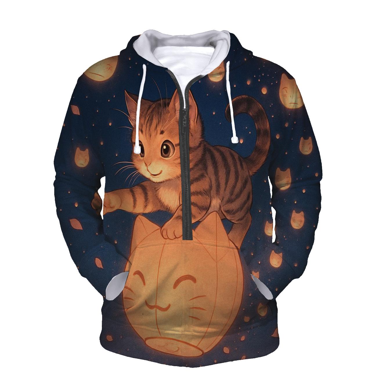 Sky Lantern Parade Kitten embroidered hoodies