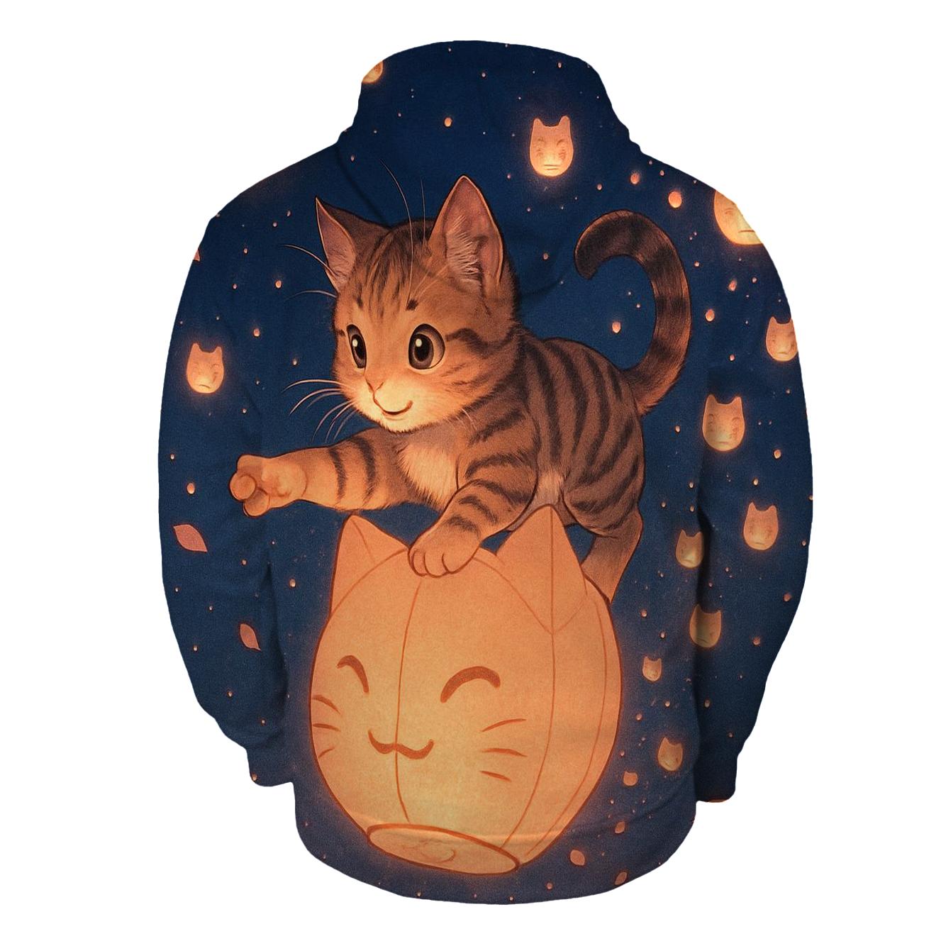 Sky Lantern Parade Kitten embroidered hoodies