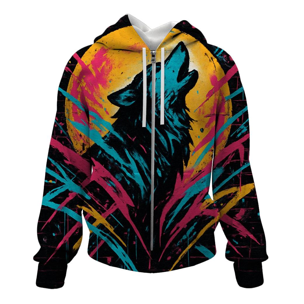 Graffiti Moon Howler Wolf graphic hoodies
