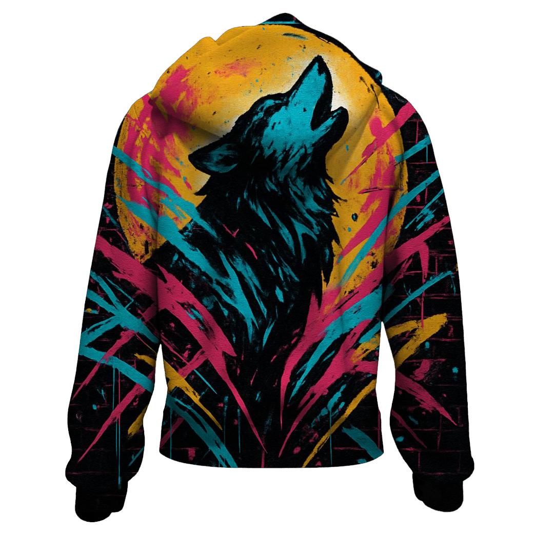 Graffiti Moon Howler Wolf graphic hoodies
