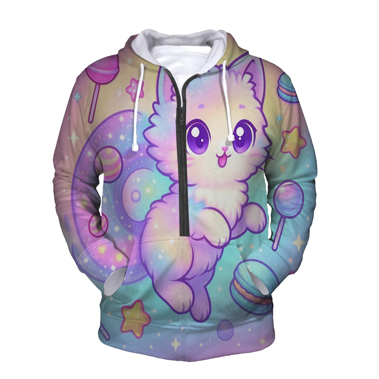 Candy Galaxy Cotton Tail Cat printed hoodies