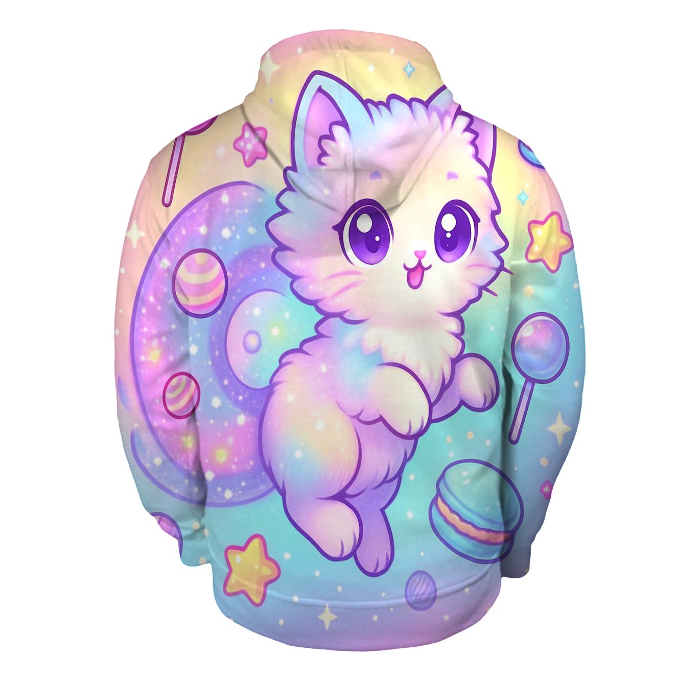 Candy Galaxy Cotton Tail Cat printed hoodies
