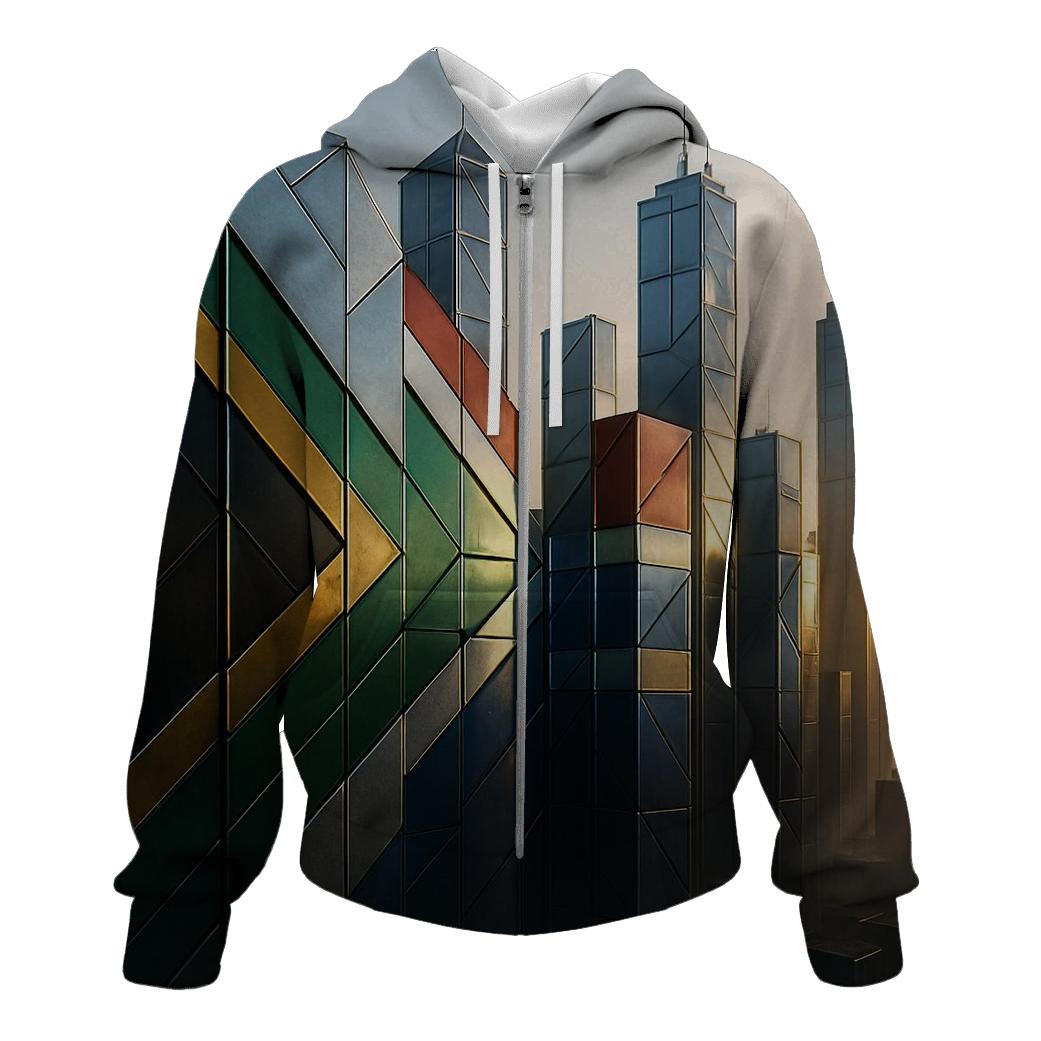 South African Flag Metallic City Skyline zip-up hoodies