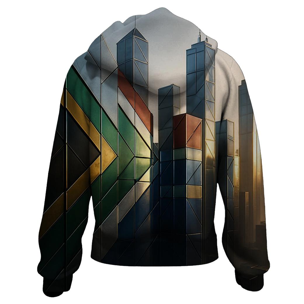 South African Flag Metallic City Skyline zip-up hoodies
