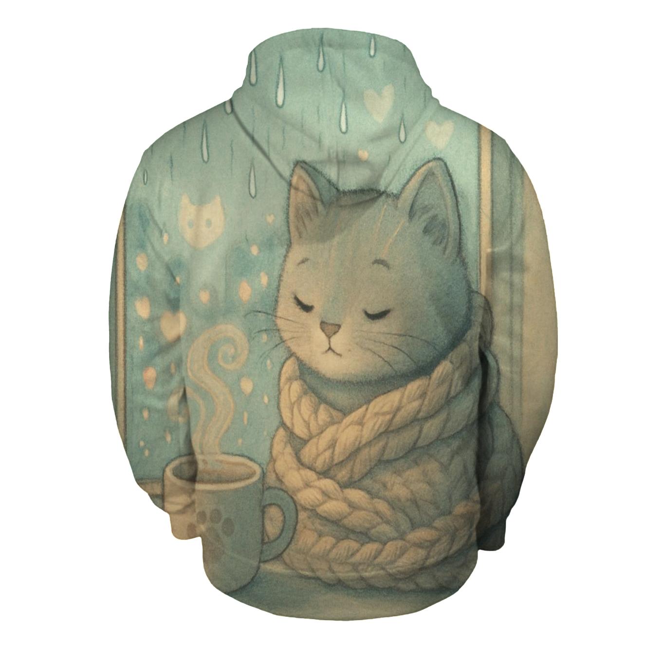 Rainy Window Cozy Blanket Cat designer hoodies