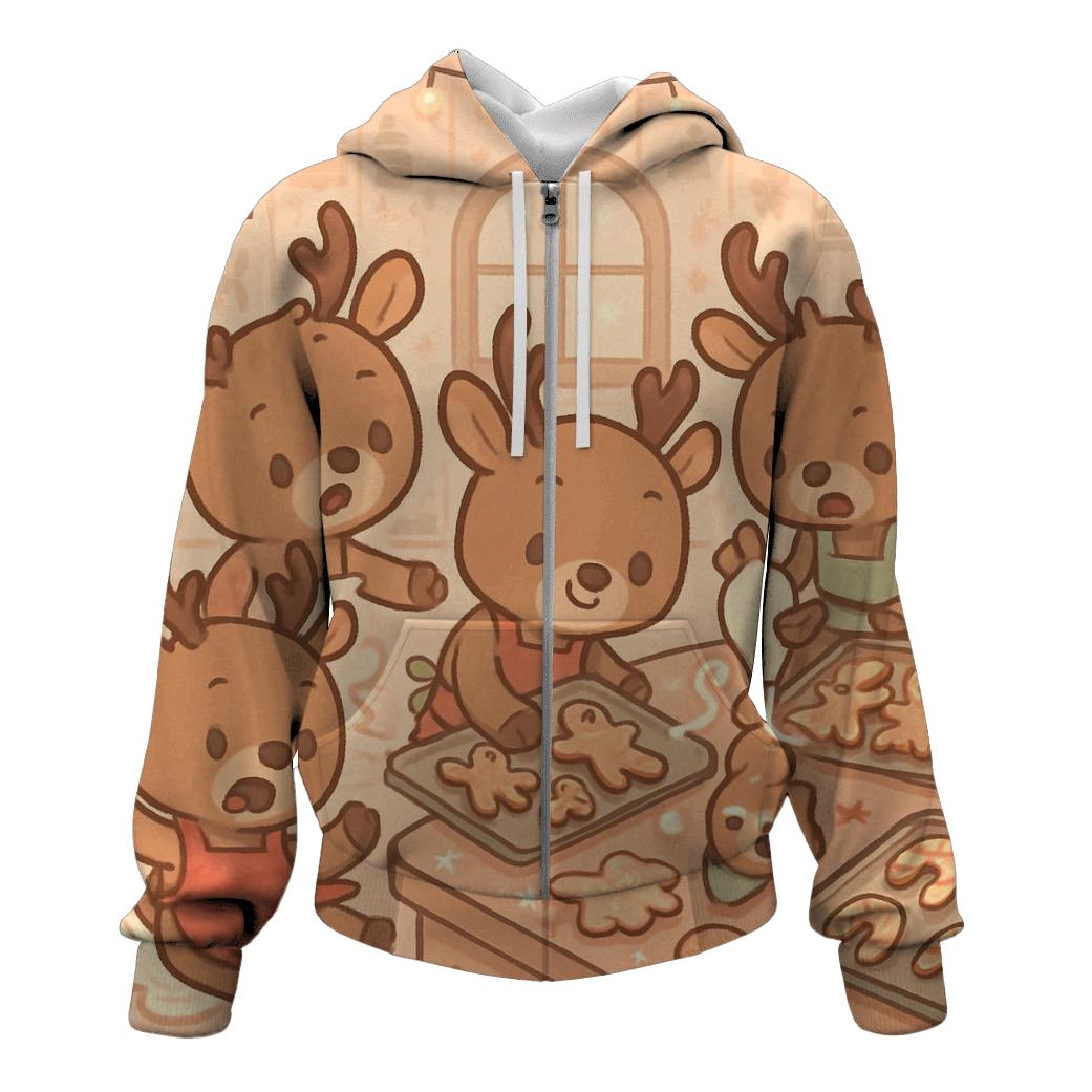 Chaotic Cookie Baking Reindeer Squad printed hoodies