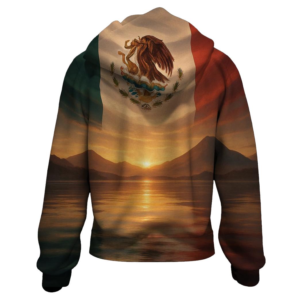 Mexican Flag Volcanic Valley Reflection printed hoodies