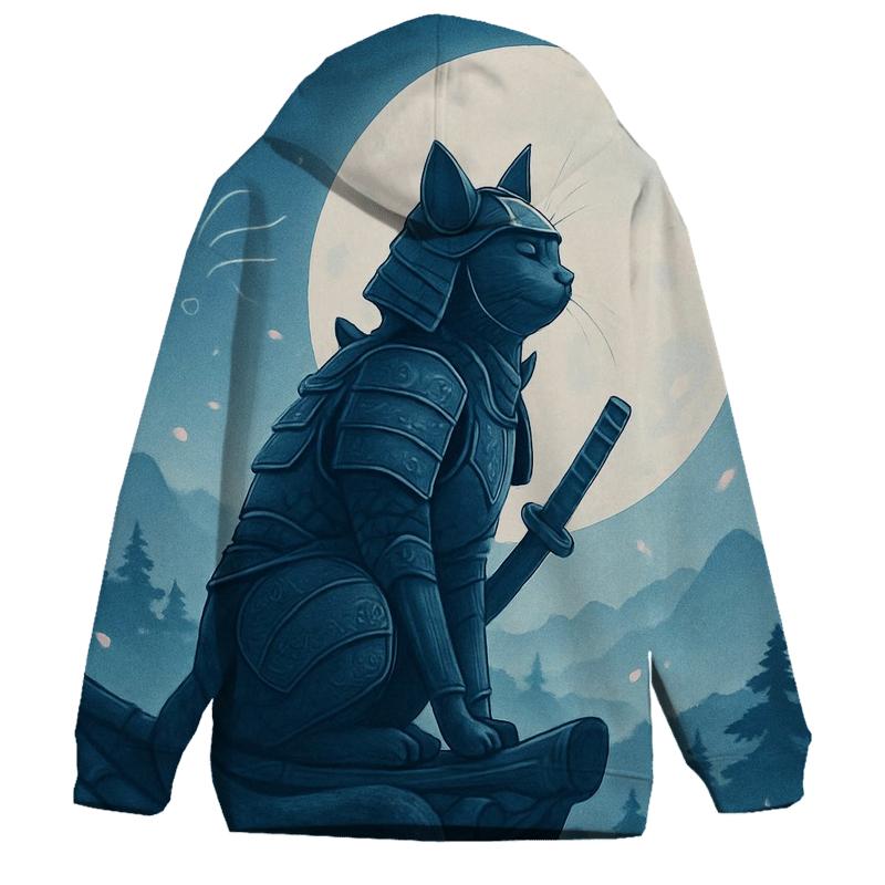 Moonlit Samurai Temple Cat hoodie styles