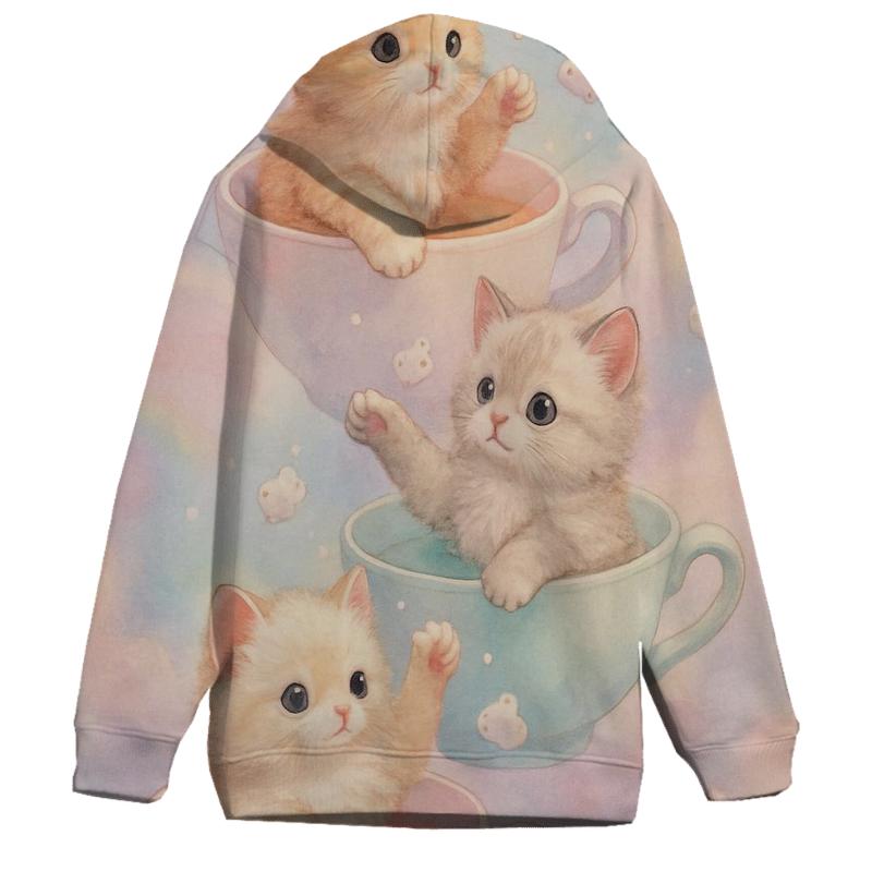 Pastel Dream Tea Party Kittens hoodies fashion