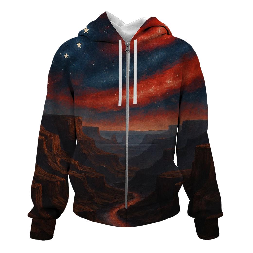 Cosmic Stripes Over Canyon hoodie styles