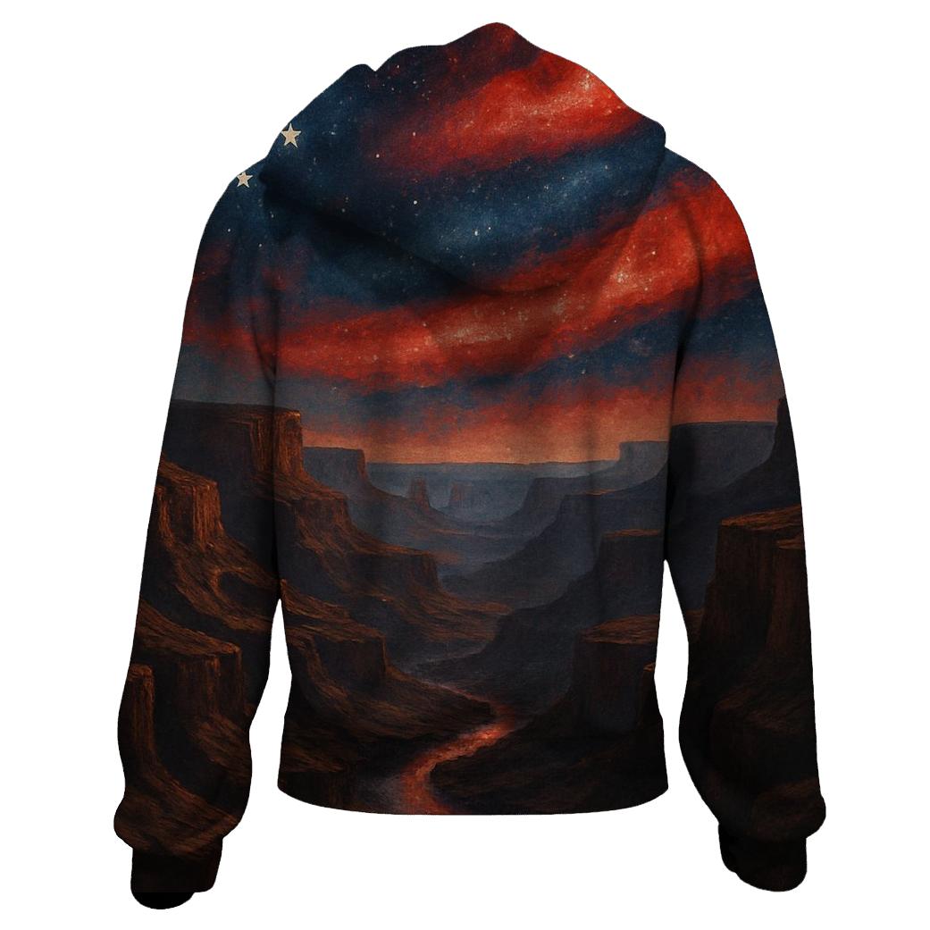 Cosmic Stripes Over Canyon hoodie styles