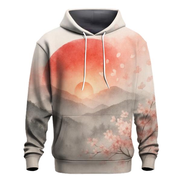 Japanese Flag Misty Mountain Double Exposure designer hoodies