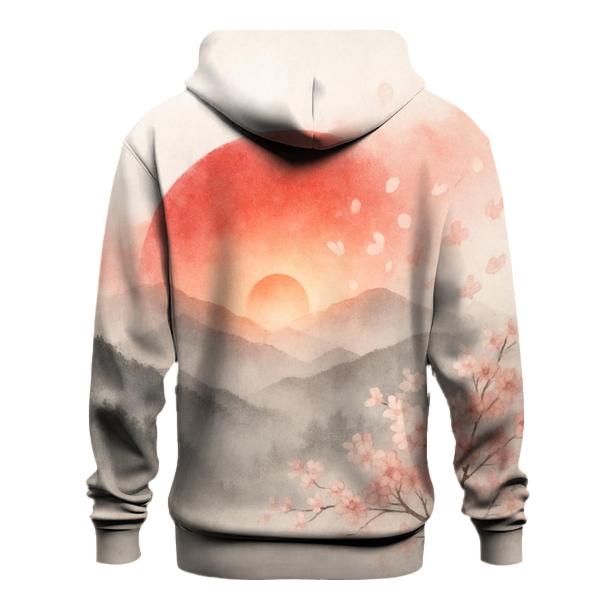 Japanese Flag Misty Mountain Double Exposure designer hoodies