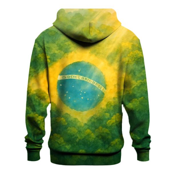 Brazilian Flag Rainforest Watercolor Reverie designer hoodies