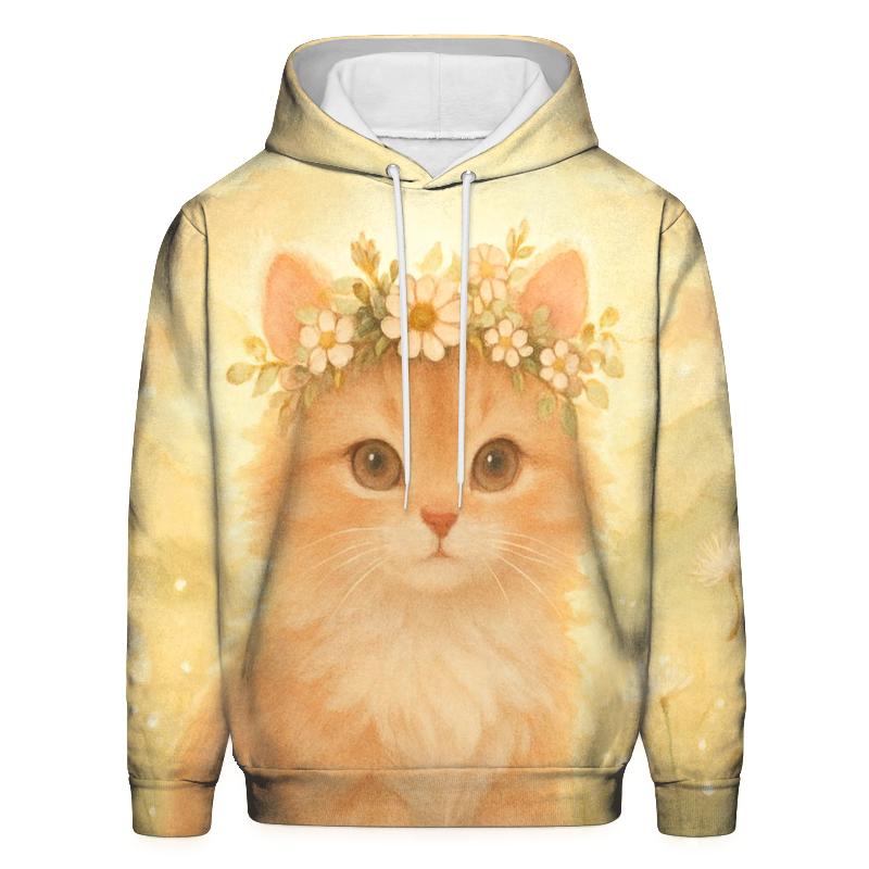 Sunrise Meadow Flower Crown Cat graphic hoodies