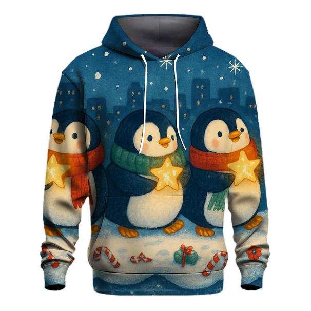 Cosmic Caroling Penguins Parade pullover hoodies