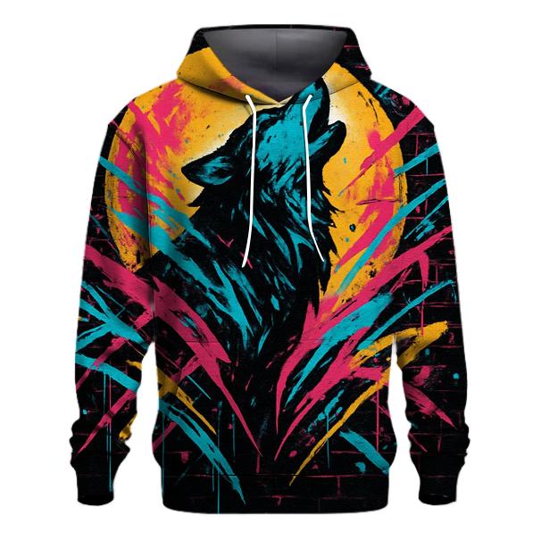 Graffiti Moon Howler Wolf pullover hoodies
